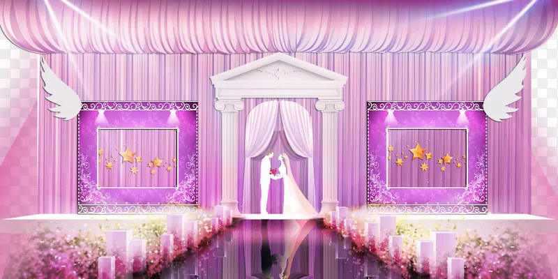 婚礼紫色舞台-婚礼-粉红色和紫色婚礼舞台