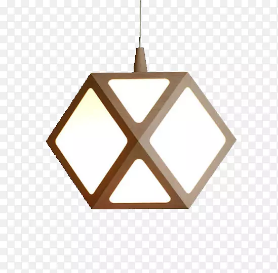 简易多边形灯具.木材料灯