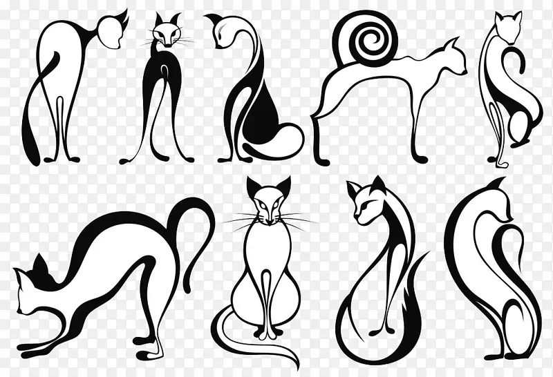猫画线艺术动物轮廓