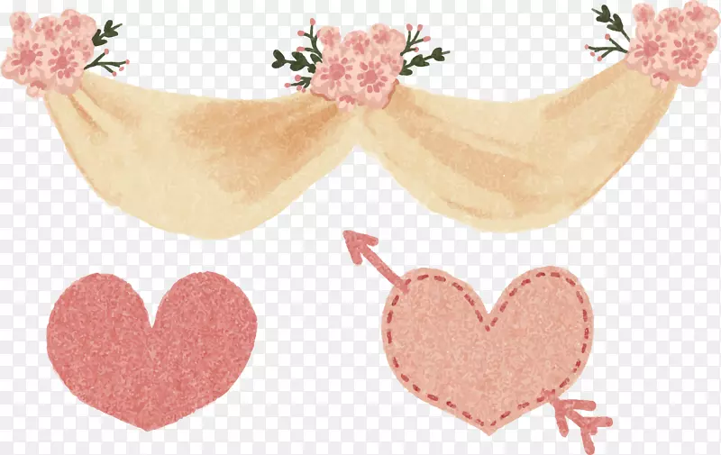 婚礼水彩画-浪漫的粉红色婚礼装饰