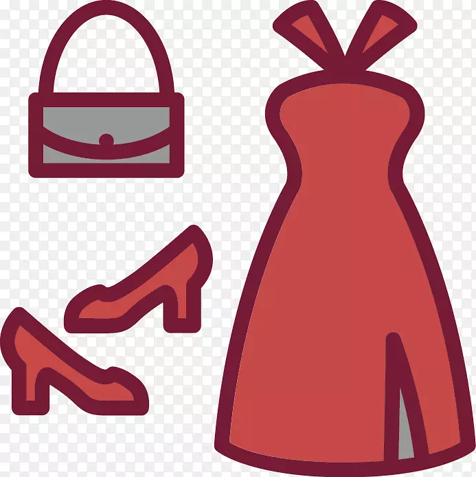 服装图标-彩绘红色服装袋元素