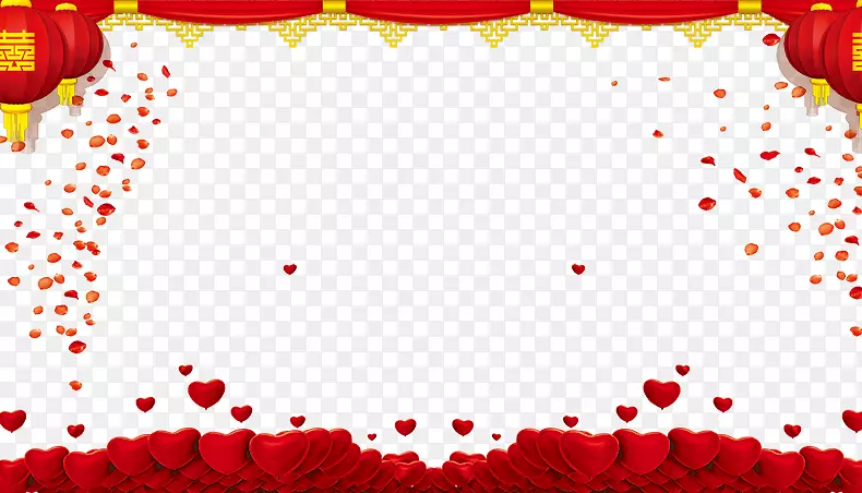 红色婚礼剪贴画-婚礼海报背景