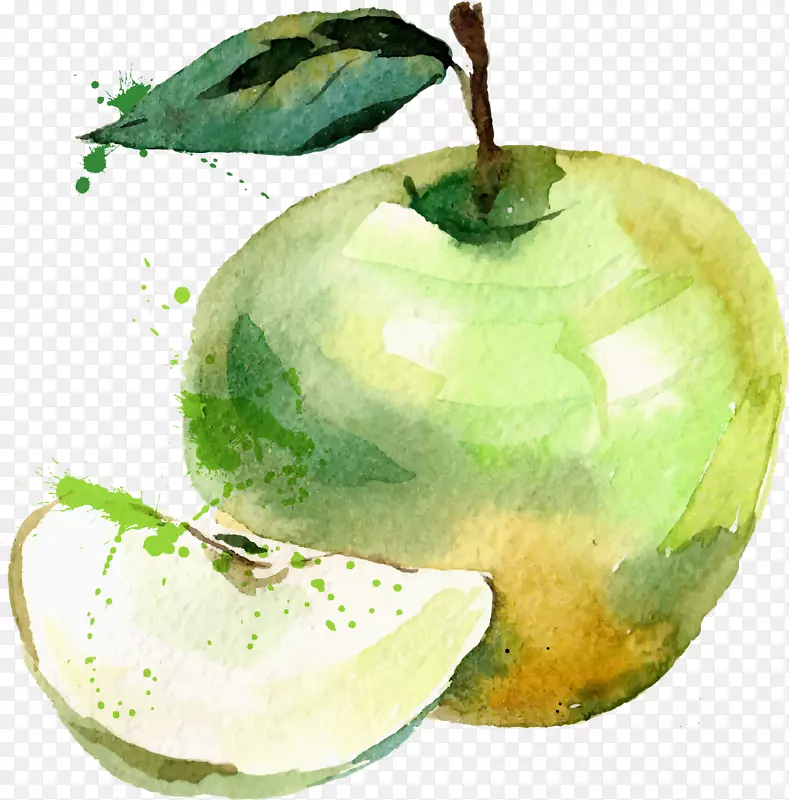 绘制苹果免版税插图-绿色苹果