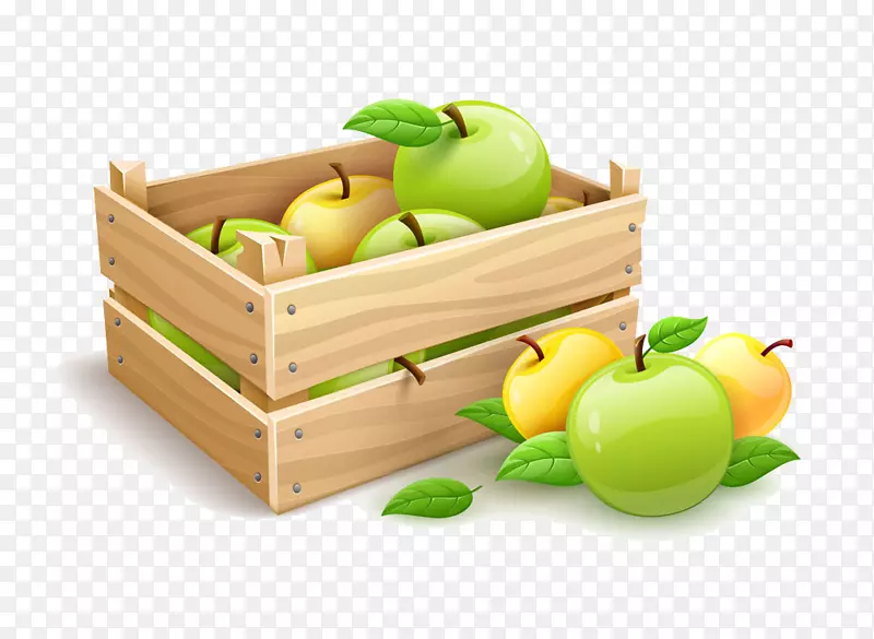 木箱，箱子，水果篮，苹果