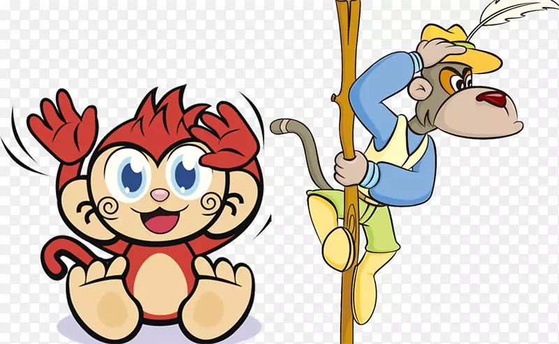猴子卡通-两只猴子