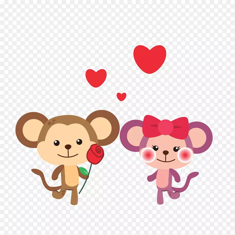 猿猴剪贴画-卡通猴花
