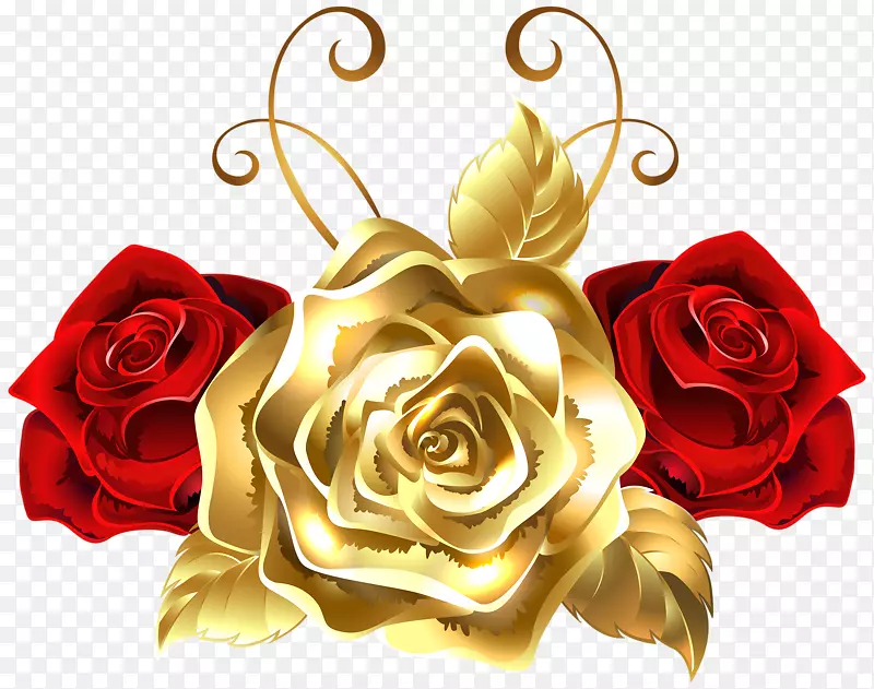金色剪贴画-创意玫瑰