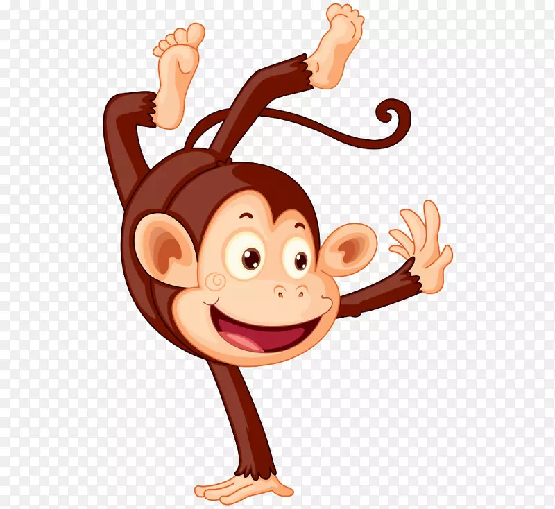 猴子免版税插图-可爱的手绘卡通猴子游戏