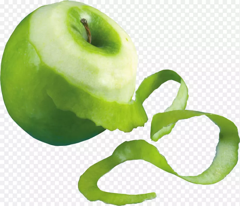 苹果果皮剪贴画-食物水果图案三维剪影，绿色苹果