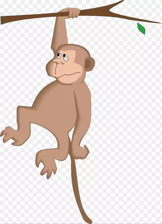 猴子卡通树剪贴画-猴子伸出树枝