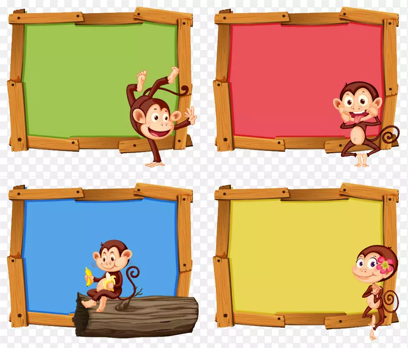 画框免费绘图插图卡通猴子面板