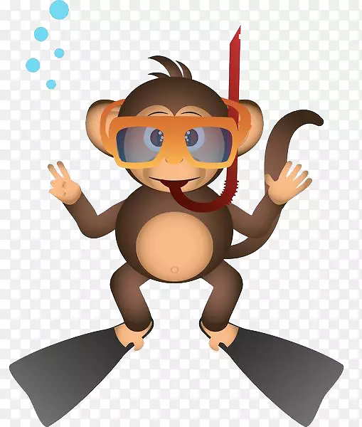 猴子版税-免费收藏摄影剪贴画-水中含氧气的猴子