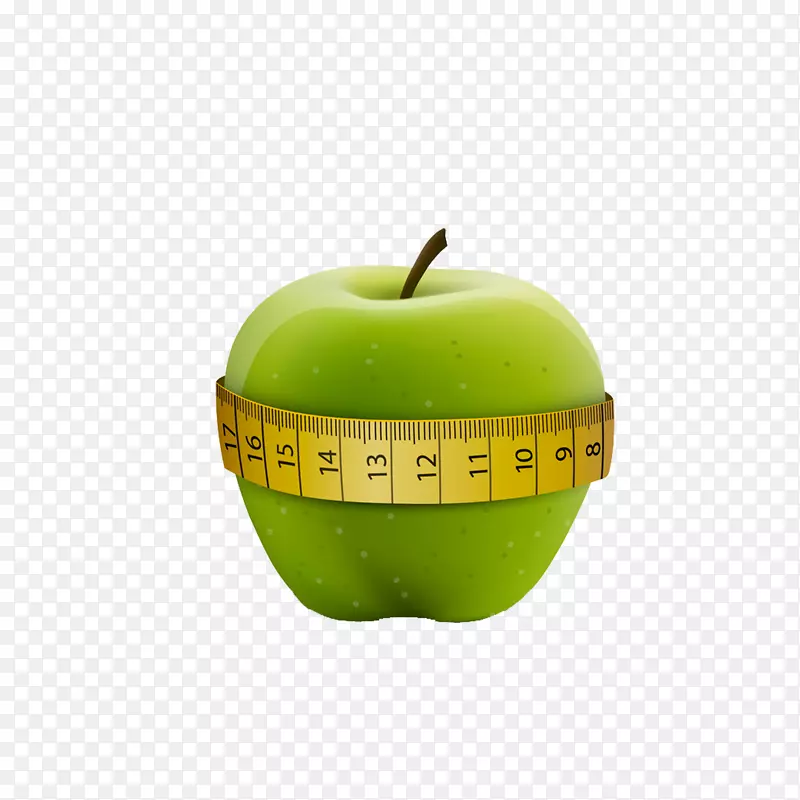 测量苹果热量.绿色苹果周围的测量带