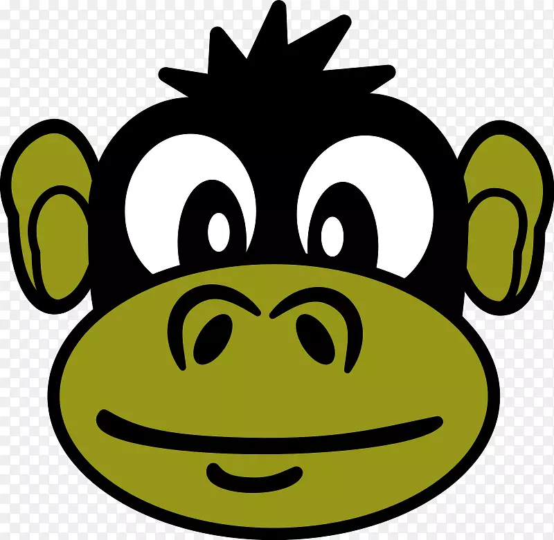 t恤剪贴画-深绿色猴子头