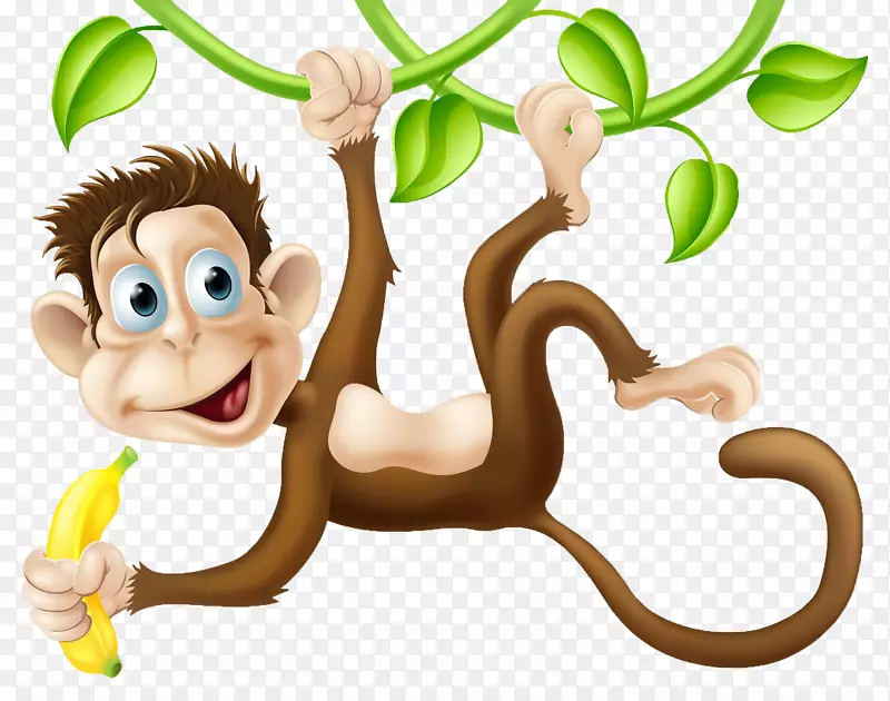黑猩猩猴子动画剪贴画小猴子藤蔓