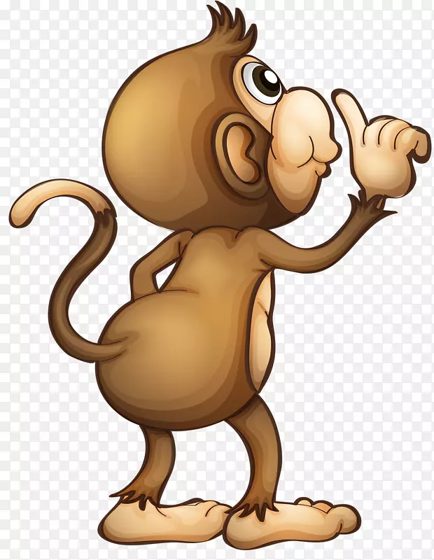 猴子卡通免版画插图垂直食指猴