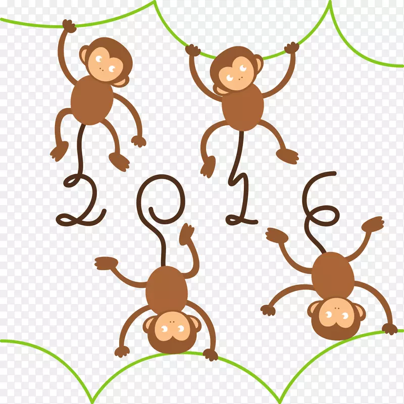 猴子剪贴画-2016卡通猴子