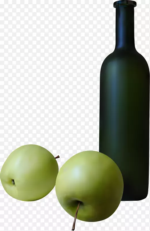 红酒苹果酒-青苹果及酒瓶