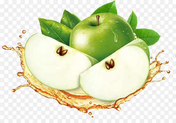 苹果水果食品-绿色苹果图案