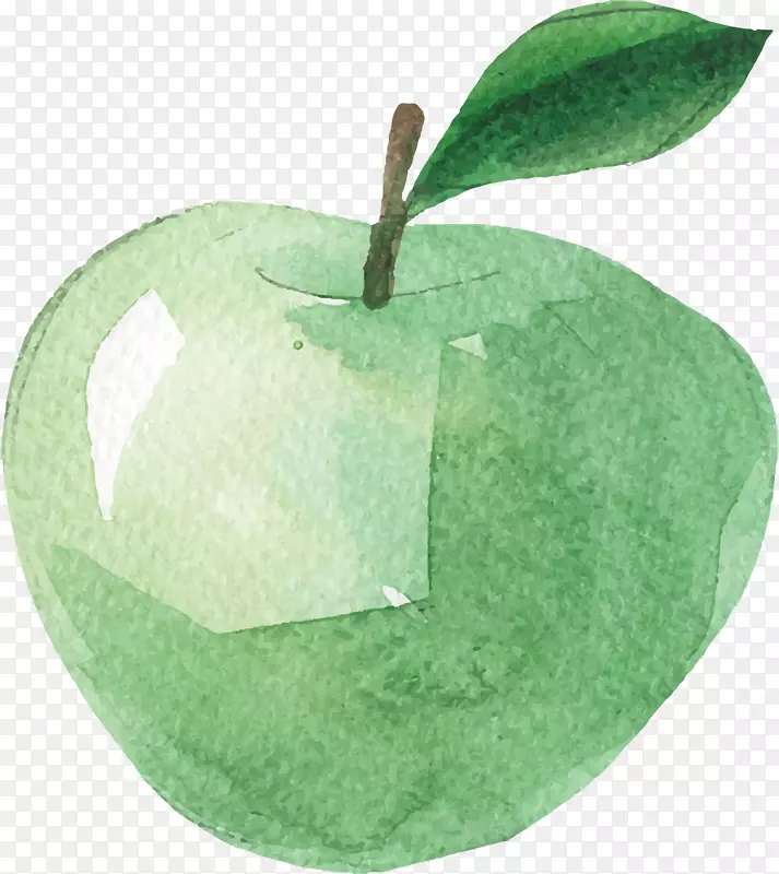 水彩画水果苹果水彩手绘绿色苹果