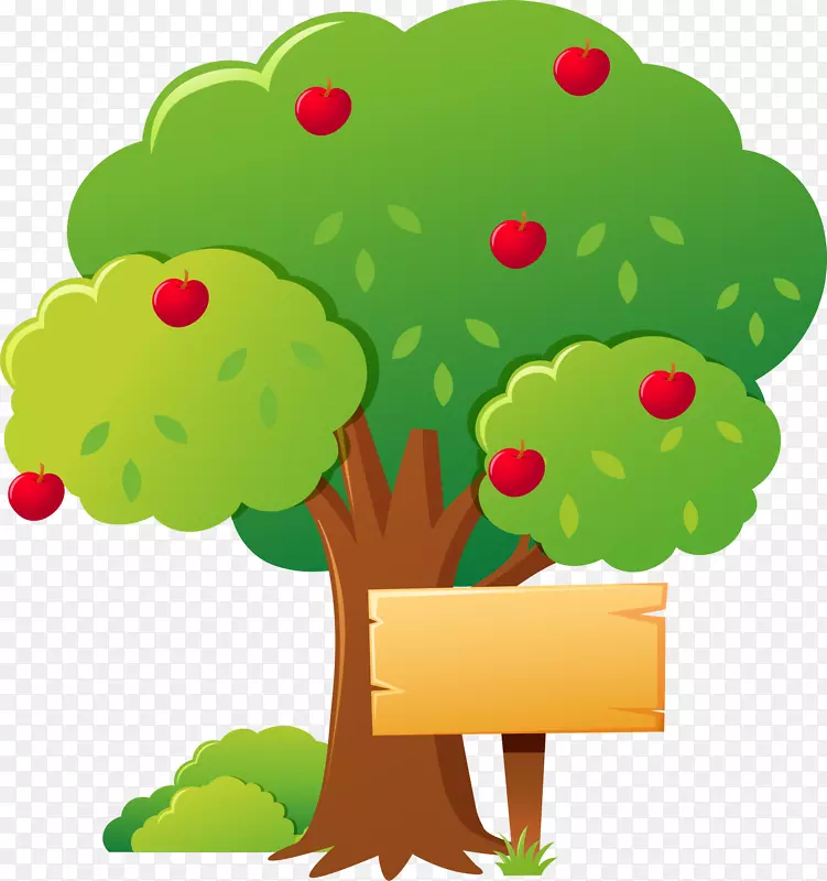 苹果树插图-卡通苹果树