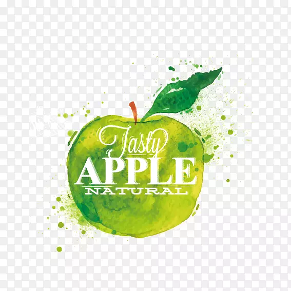苹果海报水彩画果绿苹果绿