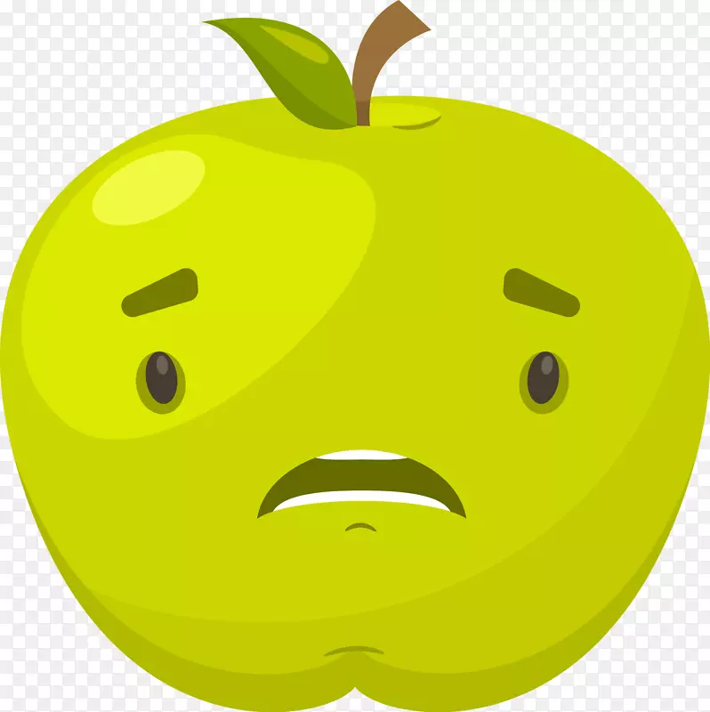 苹果面部表情剪贴画-一种令人恐惧的绿苹果表情