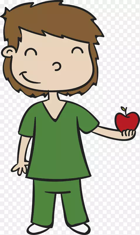 卡通护士护理剪贴画-一个苹果男护士