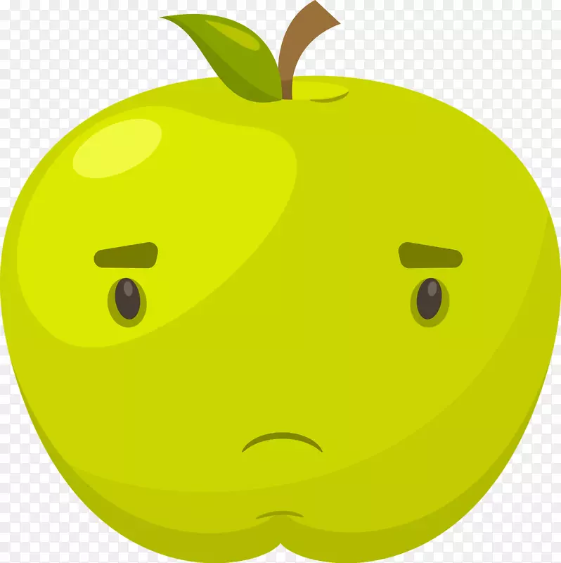 苹果面部表情剪贴画-绿色苹果表情