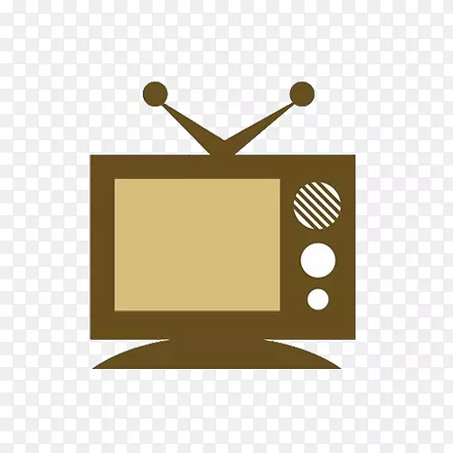 电视图标-棕色卡通电视收音机