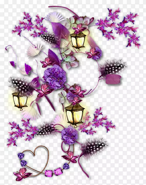 灯饰点亮蜡烛-紫花花卉创意灯