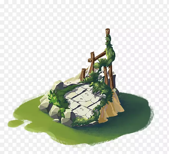 岩石动画剪辑艺术.绿色简单的石头装饰图案