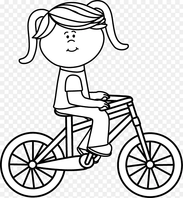 自行车黑白剪贴画-汽车骑手剪贴画