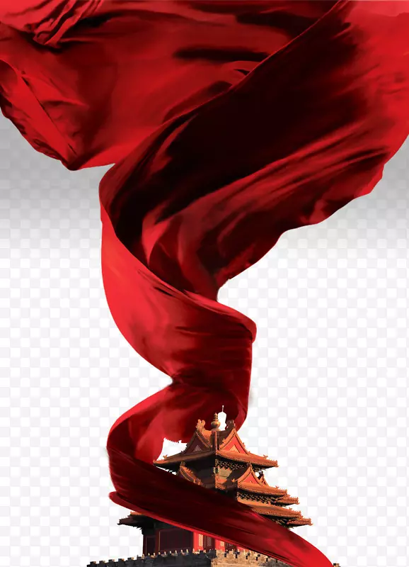 丝绸海报纺织品广告-房地产广告，红色丝绸儿童，丝带