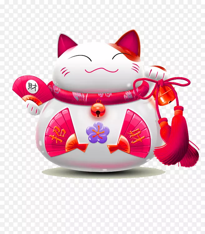 maneki-neko像素ico-红色卡通幸运猫装饰图案