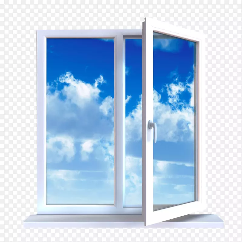 玻璃窗隔热窗膜.蓝天和白云