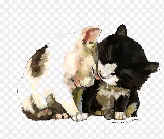 猫水彩画插图水彩画猫