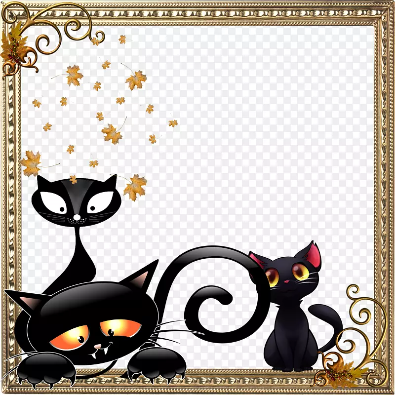 黑猫图案-卡通猫图案边框