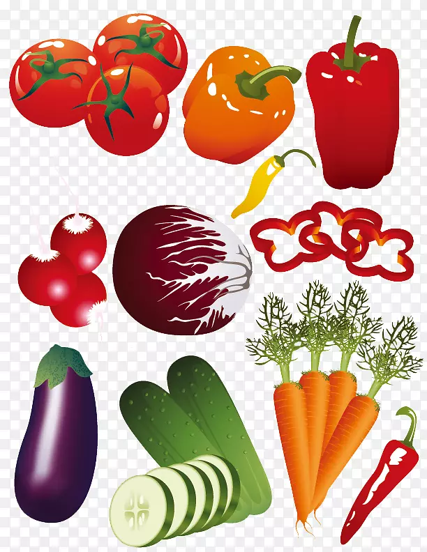 蔬菜水果茄子椒.载体元素水果和蔬菜
