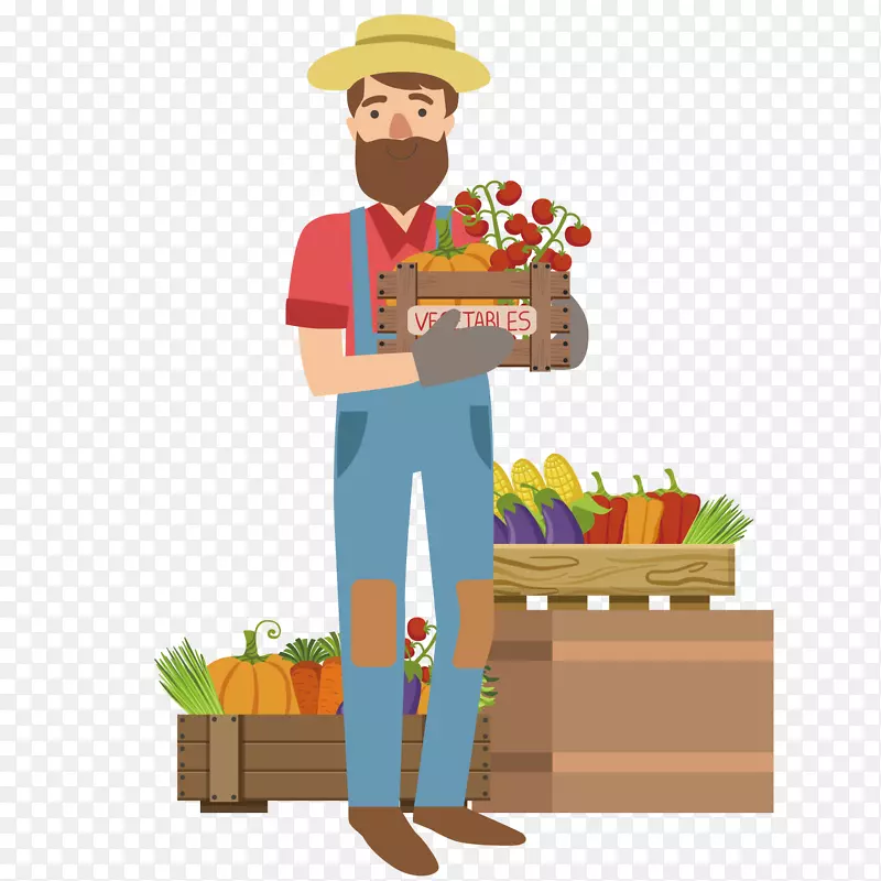 农民摄影-免费插画-卖蔬菜叔叔