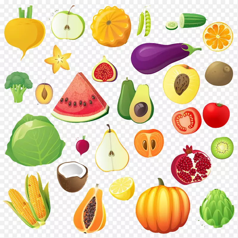 水果蔬菜插图.卡通水果和蔬菜图像