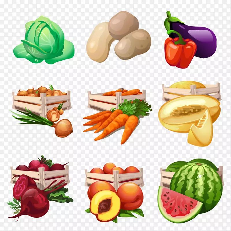 蔬菜水果西瓜插图卡通水果和蔬菜