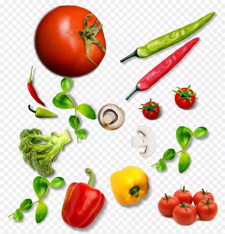 番茄铃椒素食菜式花椰菜水果蔬菜