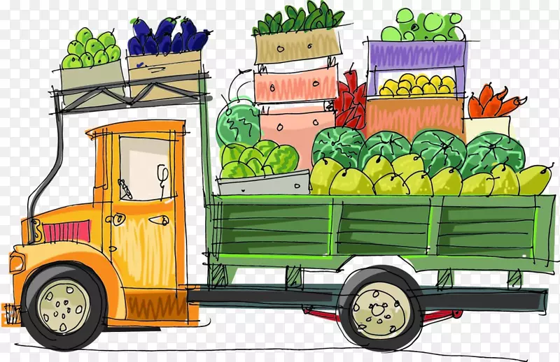 水果蔬菜免费插画-车拉蔬菜