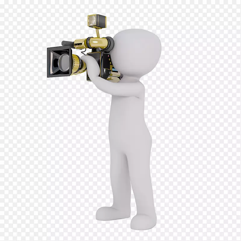 相机操作员卡通摄影-携带相机白色反派