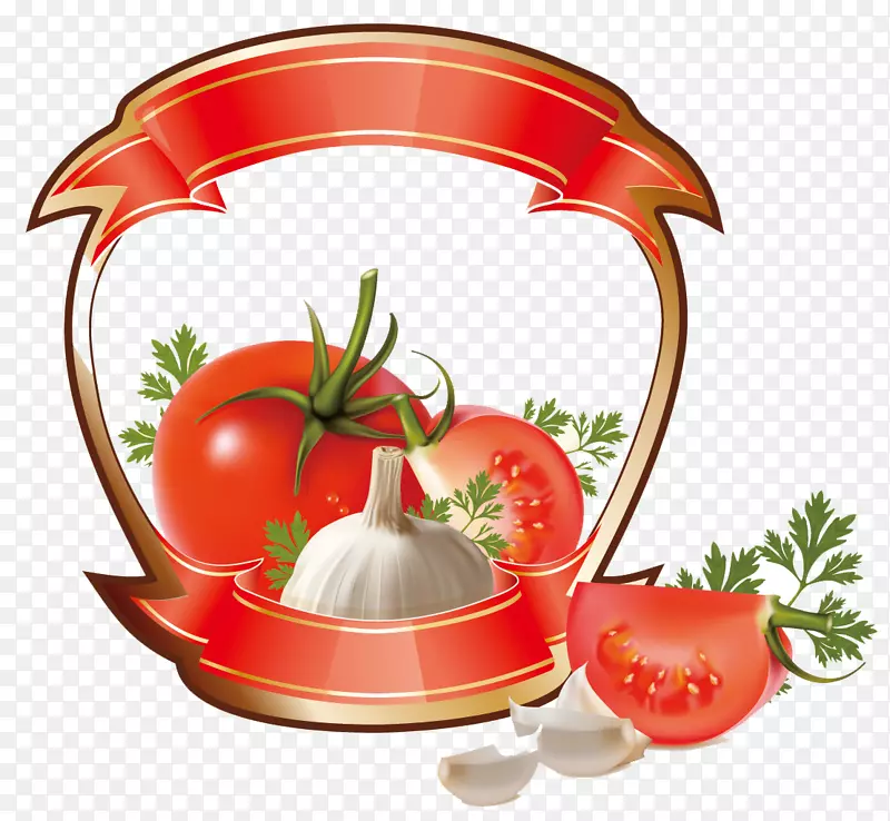 番茄汁樱桃番茄酱标签-蔬菜图标元素