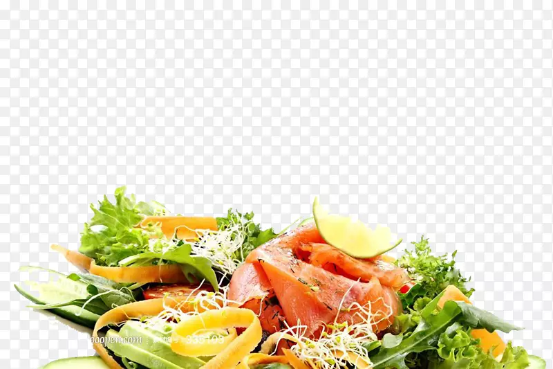 熏鲑鱼绿番木瓜沙拉食物配方-收集蔬菜