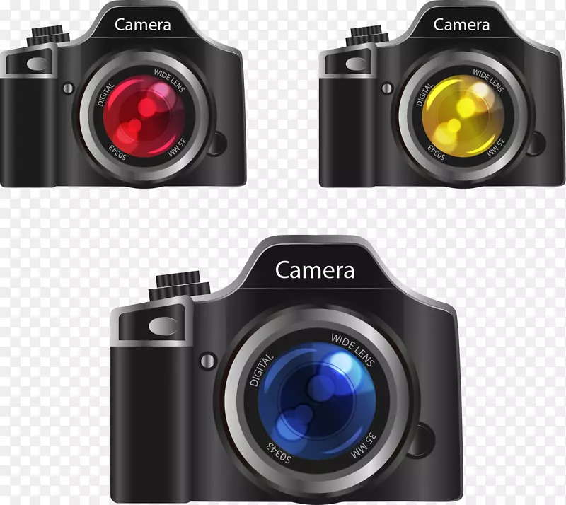佳能eos 5d数码单镜头反射式相机手绘三台黑色相机