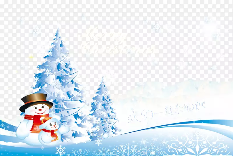 圣诞老人圣诞新年雪人海报-冬季背景材料