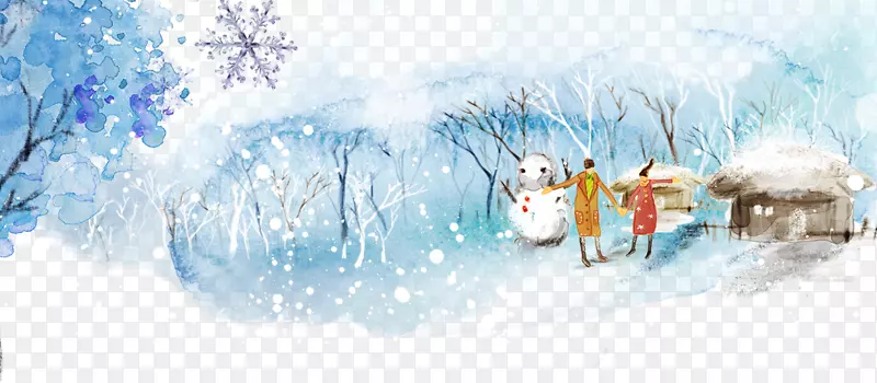 雪人冬季插图-冬季雪人场景资料下载